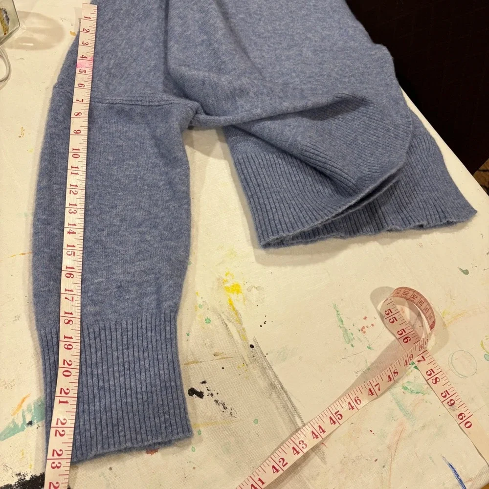 J.Crew Re-Imagined Merino Alpaca Blend Turtleneck Stretchy Sweater Lt Blue Large - Picture 10 of 10
